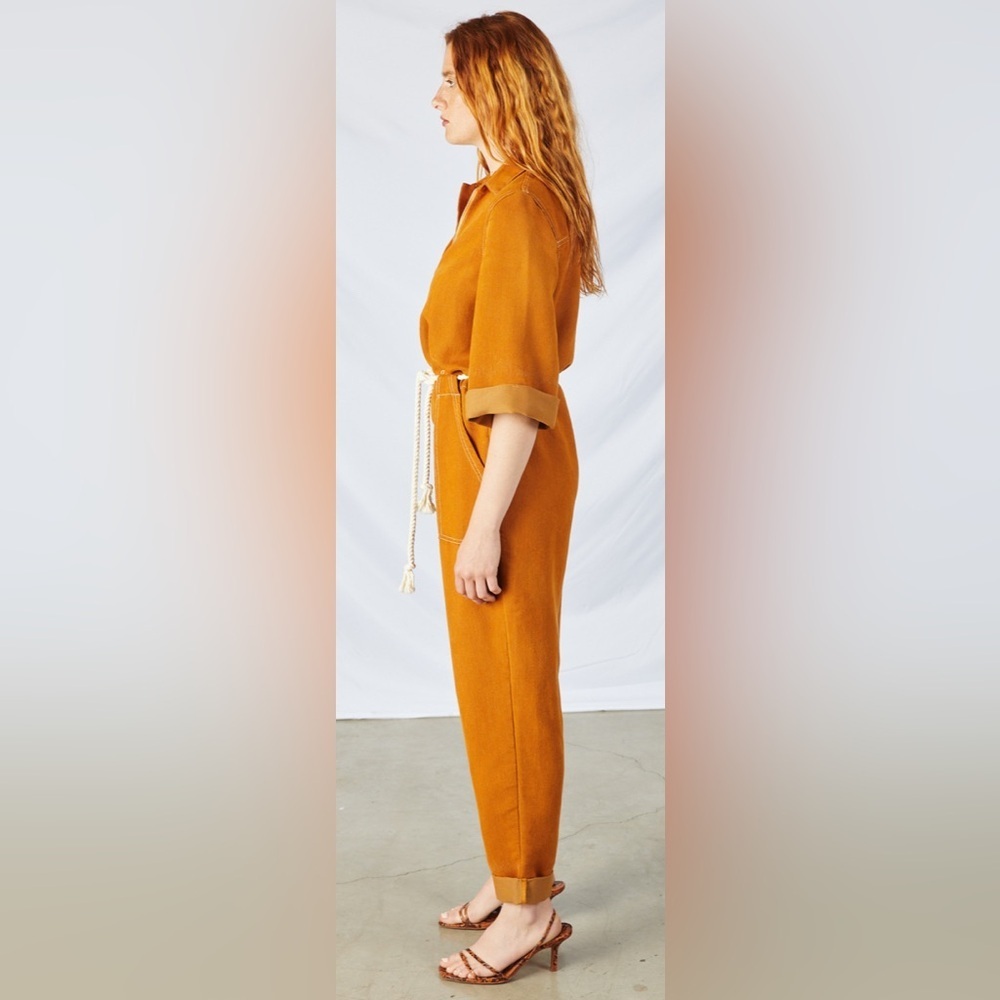 ETICA AMELIA FLIGHTSUIT - BURNT TURMERIC Brown Jumpsuit with Rope Belt - Picture 4 of 7